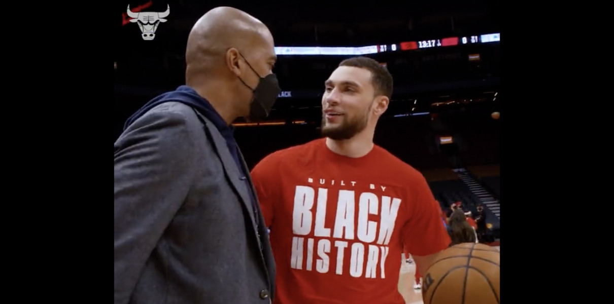 Marc Eversley and Zach LaVine of the Chicago Bulls