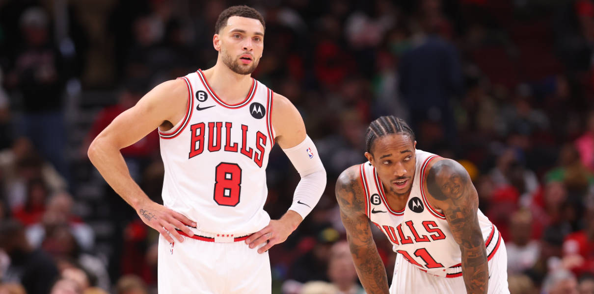 Zach LaVine and DeMar DeRozan of the Chicago Bulls