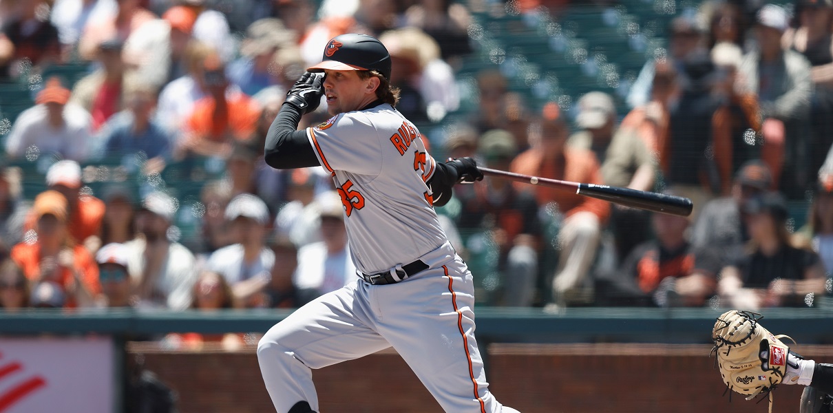 Adley Rutschman #35 of the Baltimore Orioles at bat