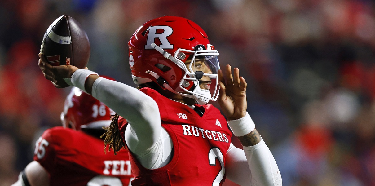 2023 Bad Boy Mowers Pinstripe Bowl matchup between Rutgers and Miami.