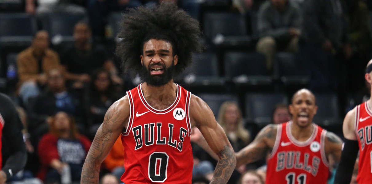 Coby White of the Chicago Bulls celebrates