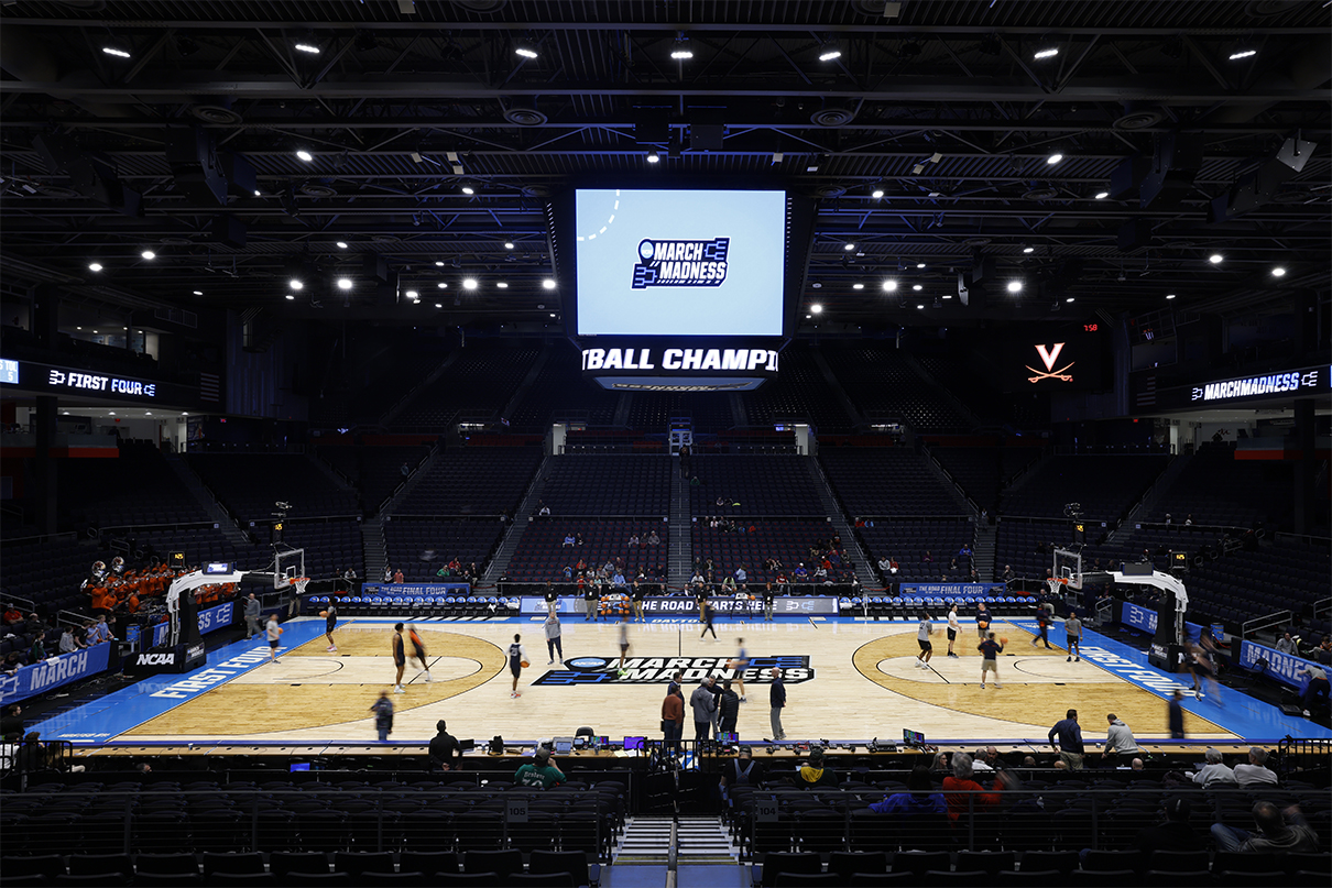 2024 March Madness Tournament Sites, Venues, & Arenas: First Four Practice at UD Arena. Mandatory Credit: 