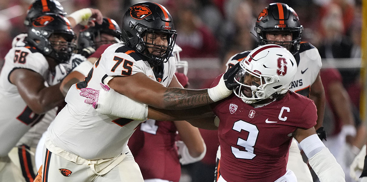 The Raiders take OT Taliese Fuaga in this three-round mock draft. 