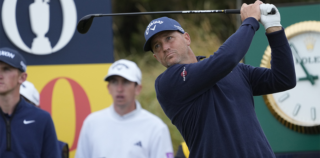 Jul 18, 2024; Ayrshire, SCT; Alex Noren hits his tee shot on the 10th hole during the first round of the Open Championship golf tournament at Royal Troon. Mandatory Credit: Jack Gruber-USA TODAY Sports