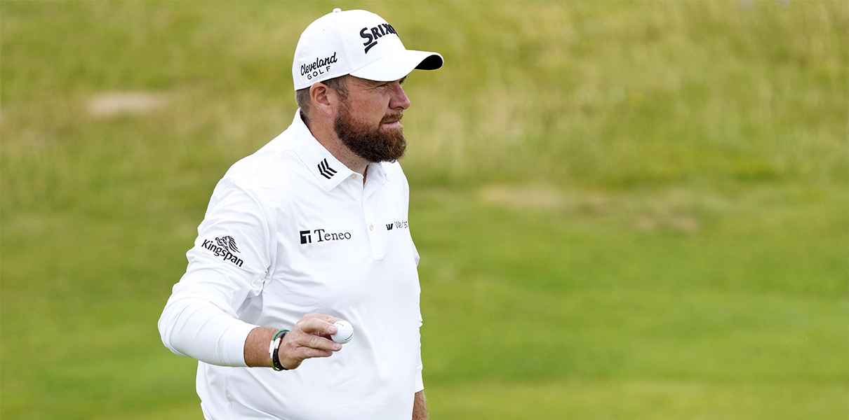 Jul 19, 2024; Ayrshire, SCT; Shane Lowery reacts to his putt on the 15th green during the second round of the Open Championship golf tournament at Royal Troon. Mandatory Credit: Jack Gruber-USA TODAY Sports