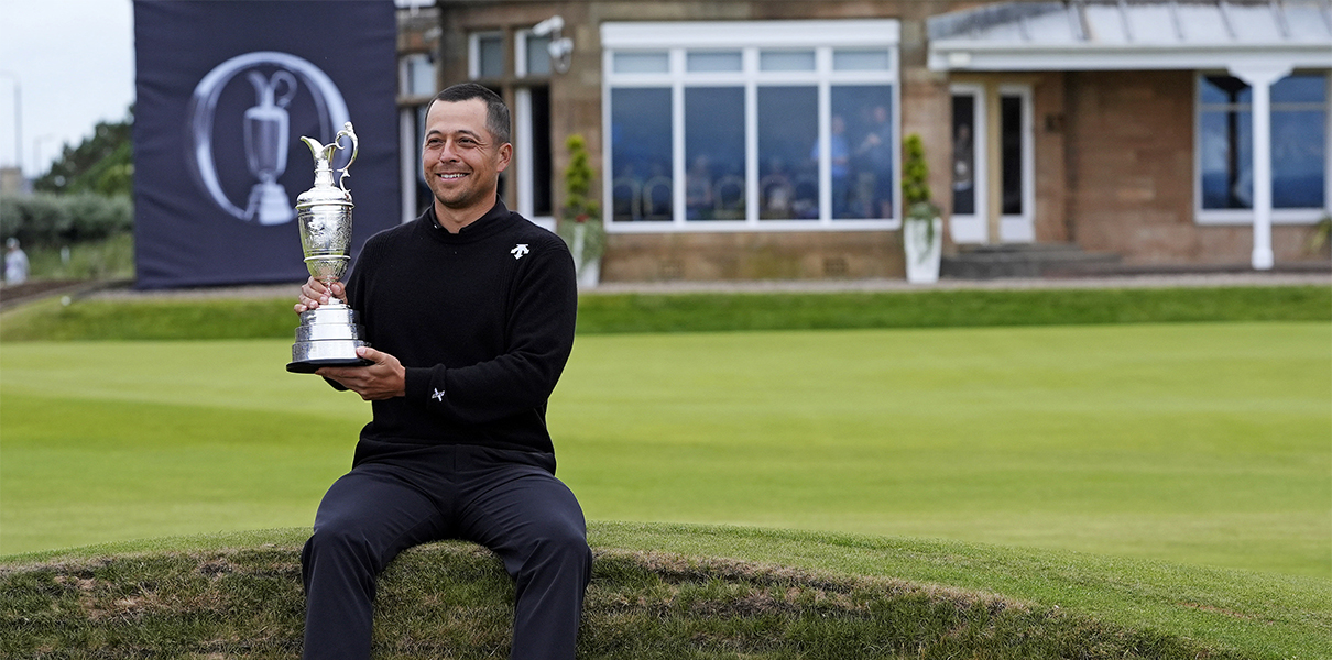 Seen celebrating his recent Open Championship win, Olympic Golf odds second favorite Xander Schauffele, looks to defend his gold medal from the Tokyo games.