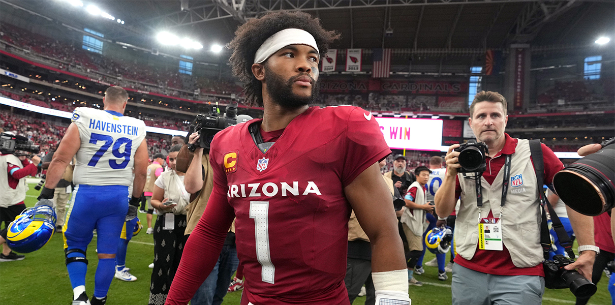 Arizona Cardinals quarterback Kyler Murray (1) walks off the field after their 41-10 win over the Los Angeles Rams on Sept. 15, 2024, at State Farm Stadium in Glendale. Joe Rondone/The Republic / USA TODAY NETWORK via Imagn Images